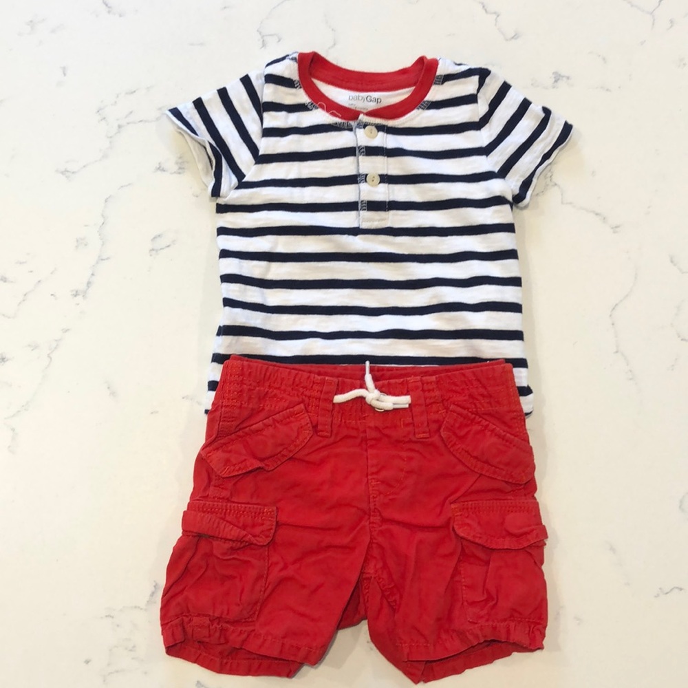 Baby Gap Red White & Blue Stripe Shirt and Shorts